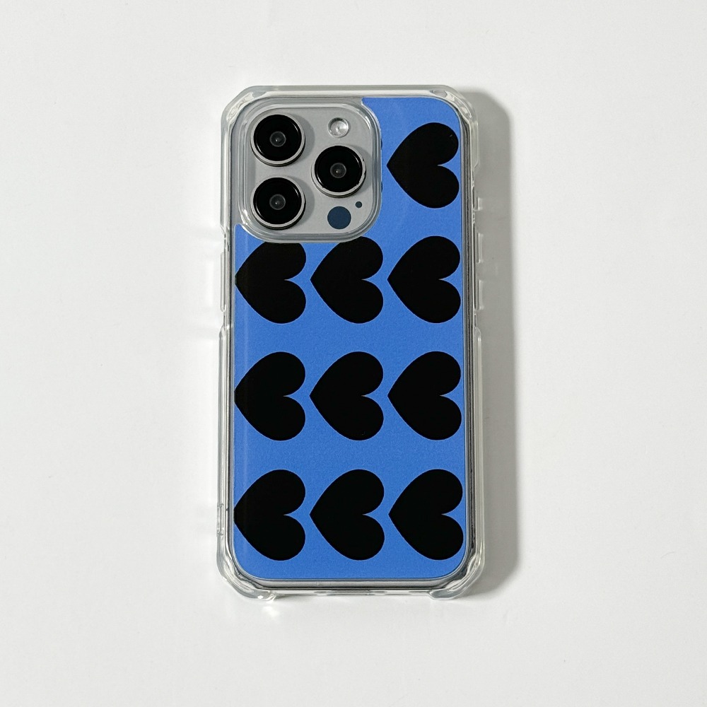 (Jelly Hard) Heart Pattern Blue 01 하트 패턴 블루 01 젤하드 케이스